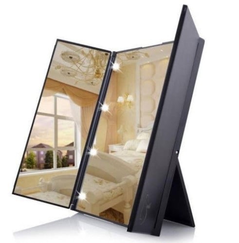 مرآة مزودة أنوار ليد 8 قابلة للطي والحمل للجيب والحقيبة