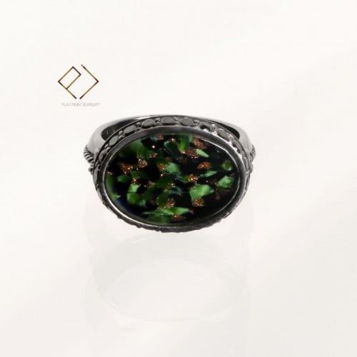 خاتم فضة عيار 925 مرصع بالزركون الاسود