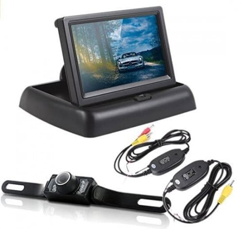 كاميرا خلفية للسيارة مع اي ار ورؤية ليلية مع شاشة 4.3 انش قابلة للطي