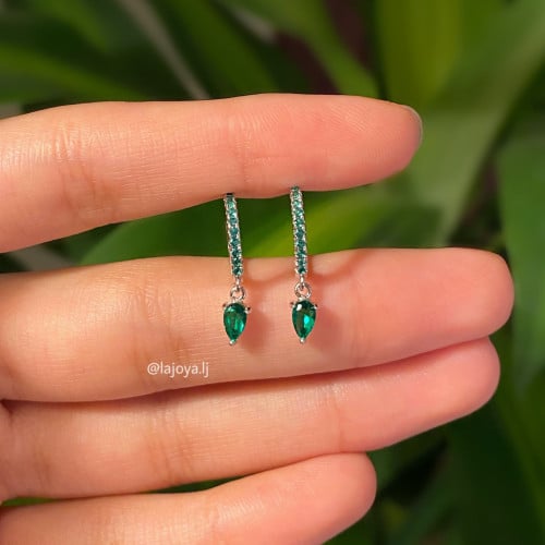 Silver kal "Green stone"- Hoop