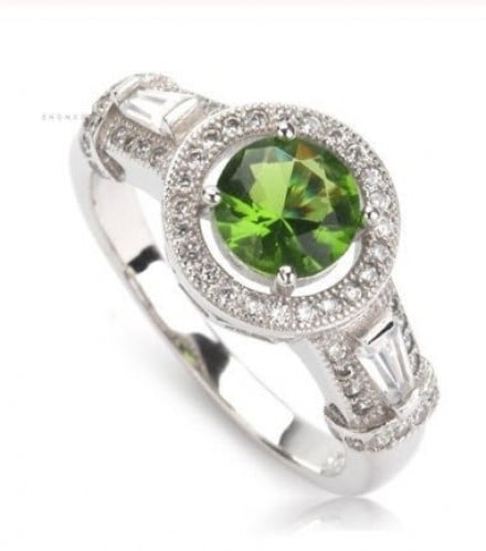 خاتم نسائي مطلي بالفضة ومزين بالزركون الكوبي مقاس 8 أمريكي