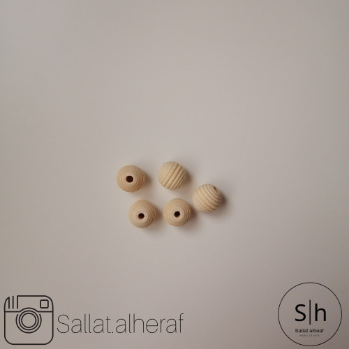 5 حبات خرز خشبي مقاس 17 مل متر