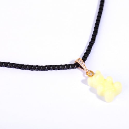 سلسال جنزير اسود تيدي بير : اصفر فاتح