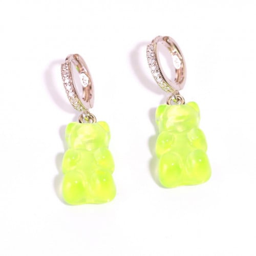 حلق تيدي بير سلڤر : اخضر فسفوري