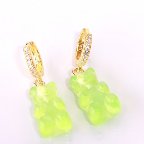 حلق تيدي بير قولد : اخضر فسفوري