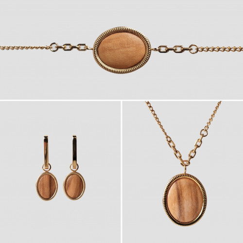 اكسسوارات هولزكرن ميرور زيتون/ذهبي سلسلة حلق اسورة