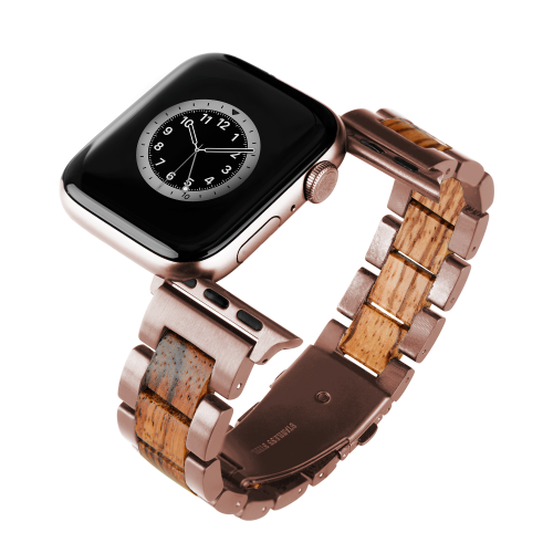 اسورة لايمر ساعة ابل خشب الزيبرا/ستيل روز قولد مقاس 40/38