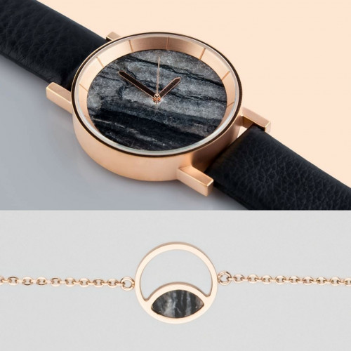 طقم ساعة فورست بريميوم رخام مع اسورة نسائية