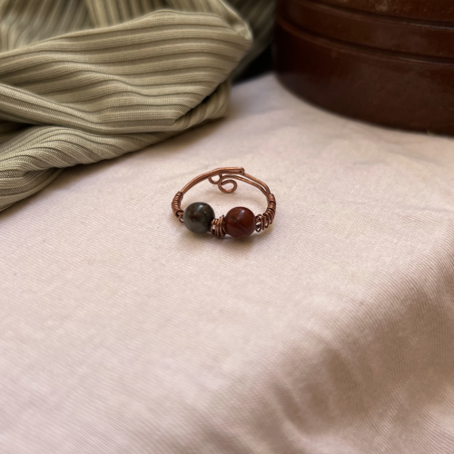 Blood stone x Raw Copper Ring