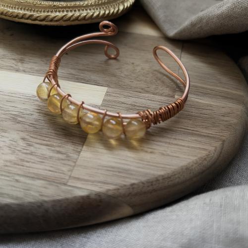 Citrine x Raw Copper Adjustable Bracelet