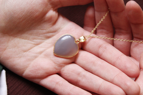 Grey Agate Heart Shaped Pendant