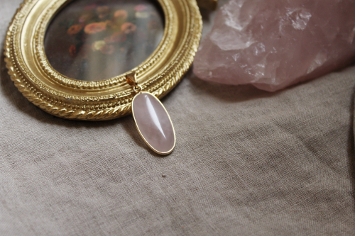 Rose Quartz Oval Shaped Pendant