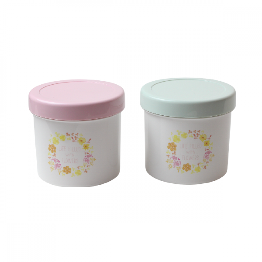 علبة بلاستك برسومات ورد 650 مل flower pot