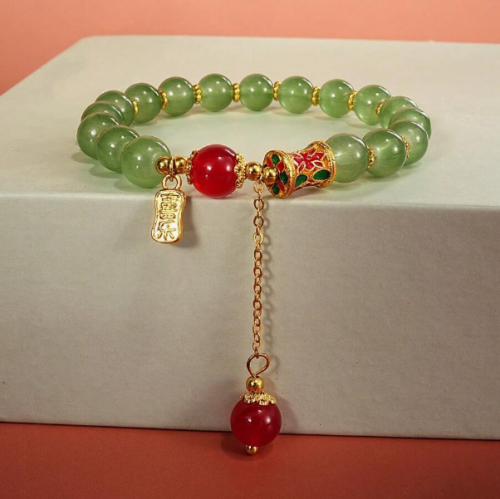 سوار عقيق أحمر وأخضر نسائي