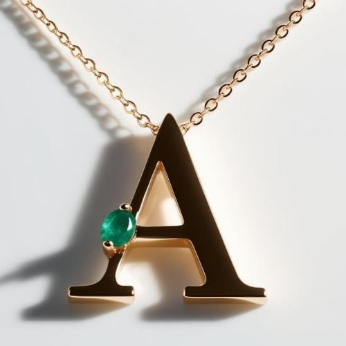 تعليقة ذهب عيار ١٨ حرف بحجر كريم