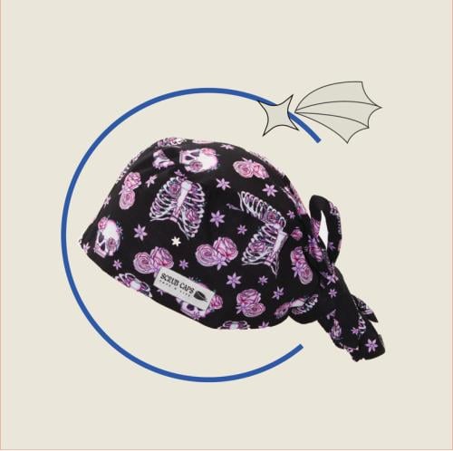 Orthopedic pink and black ponytail cap