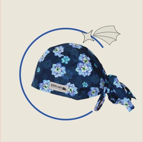 Blue flowers Ponytail Cap