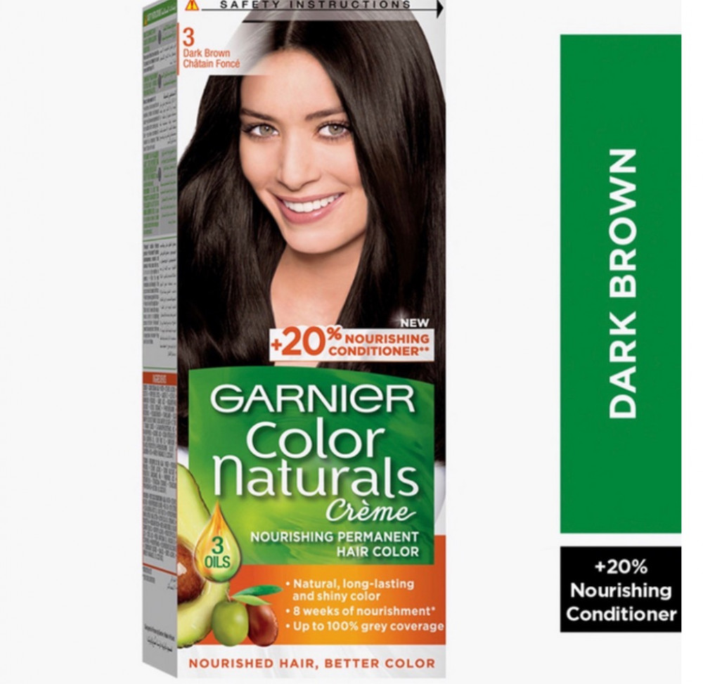 Garnier Color Naturals creme 3 dark brown permanent hair dye - متجر قدي  gaudy shop