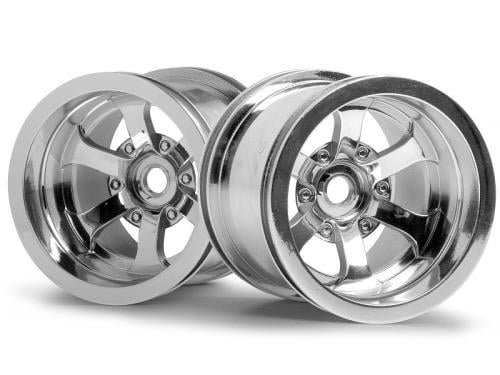#3087 - SCORCH 6-SPOKE WHEEL SHINY CHROME (2.2in/2pcs)