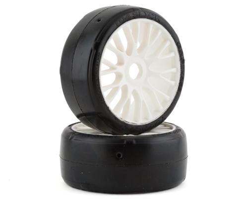 GTH04-XM4 1:8 GT - T04 SLICK - XM4 SoftMedium - Mounted on New 20 Spoked FLEX White Wheel - 1 Pair