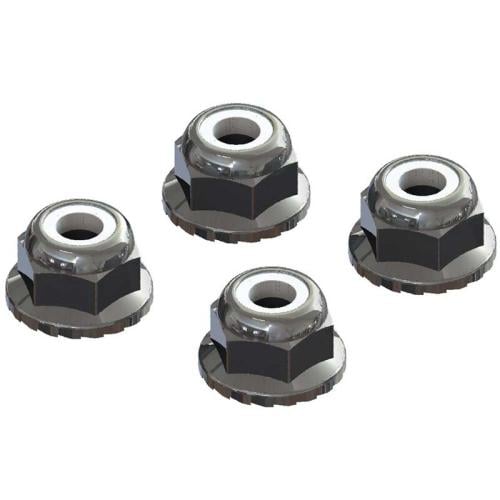 ARAC9699 OR AR708008 Flanged Nyloc Locknut 4mm Silver (4)