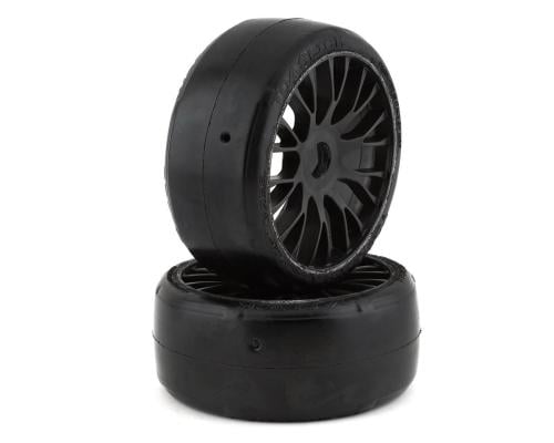 GTX04-XM4 1:8 GT - T04 SLICK - XM4 SoftMedium - Mounted on New 20 Spoked FLEX Black Wheel - 1 Pair