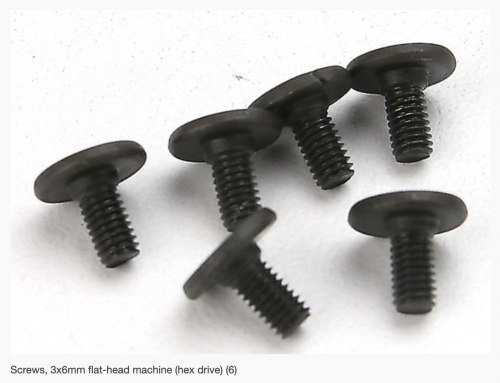 3932 Screws, 3x6mm flat-head machine (hex drive) (6)