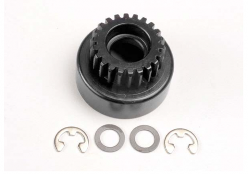 4122 - Clutch bell, (22-tooth)/ 5x8x0.5mm fiber washer (2)/ 5mm E-clip (requires #4611-ball bearings, 5x11x4mm (2))