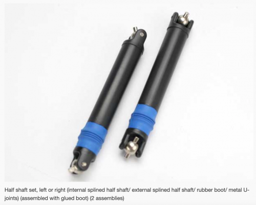 5550 Half shaft set, left or right (internal splined half shaft/ external splined half shaft/ rubber boot/ metal U-joints) (assembled with glued boot) (2 assemblies)