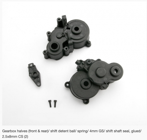 3991x Gearbox halves (front & rear)/ shift detent ball/ spring/ 4mm GS/ shift shaft seal, glued/ 2.5x8mm CS (2)