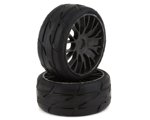 GTX03-XM4 1:8 GT - T03 REVO - XM4 SoftMedium - Mounted on New 20 Spoked FLEX Black Wheel - 1 Pair