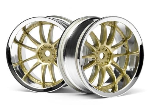#3298 - WORK XSA 02C WHEEL 26mm CHROME/GOLD (6mm OFFSET)