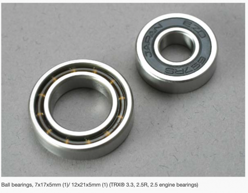 Traxxas 5223 Engine Bearings, 7x17x5mm, 12x21x5mm (TRX 2.5, 2.5R, 3.3)