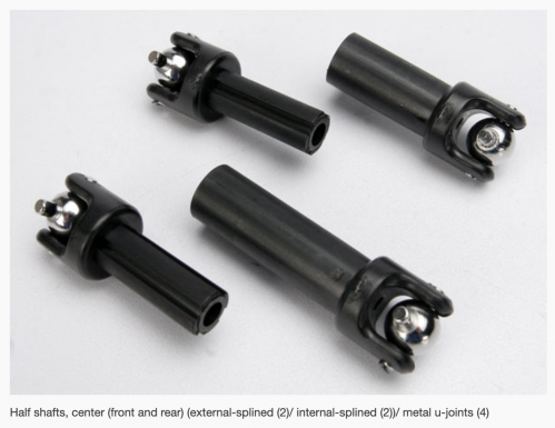 5151 Half shafts, center (front and rear) (external-splined (2)/ internal-splined (2))/ metal u-joints (4)