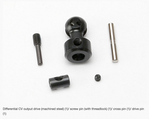 5653 Differential CV output drive (machined steel) (1)/ screw pin (with threadlock) (1)/ cross pin (1)/ drive pin (1)
