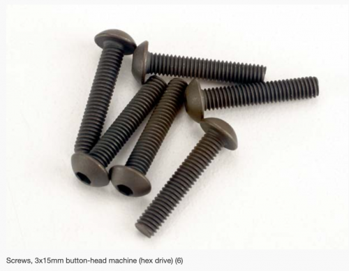 2579 Screws, 3x15mm button-head machine (hex drive) (6)