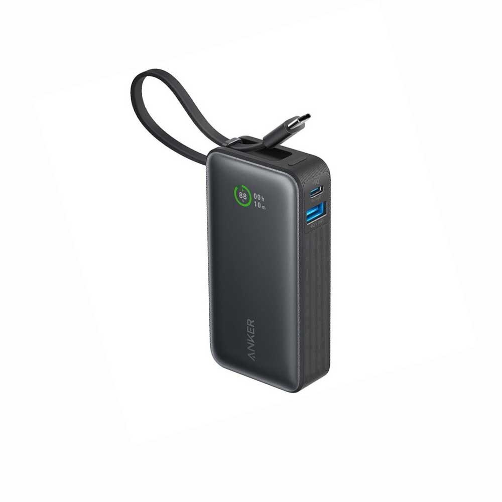 بور بانك انكر صغير بسعة 10000 امبير شاحن متنقل اسود مع سلك تايب سي 30W