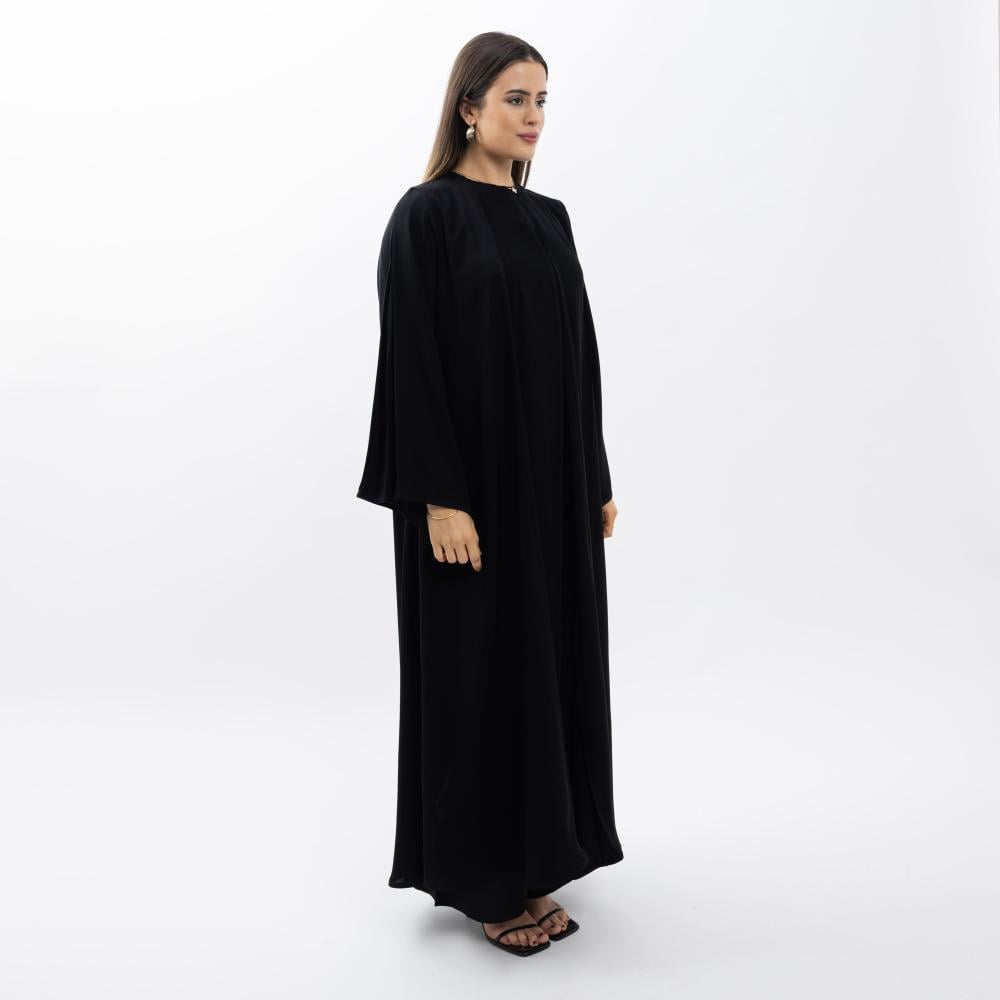 عباية سوداء بكسرات ( كريب ناعم كلوش )