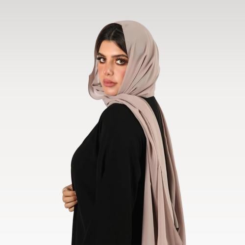 طرحة خام شيفون لون بيج فاتح
