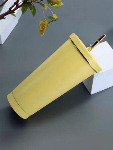كوب للمشروبات الباردة مع مصاص ، اصفر يهبل