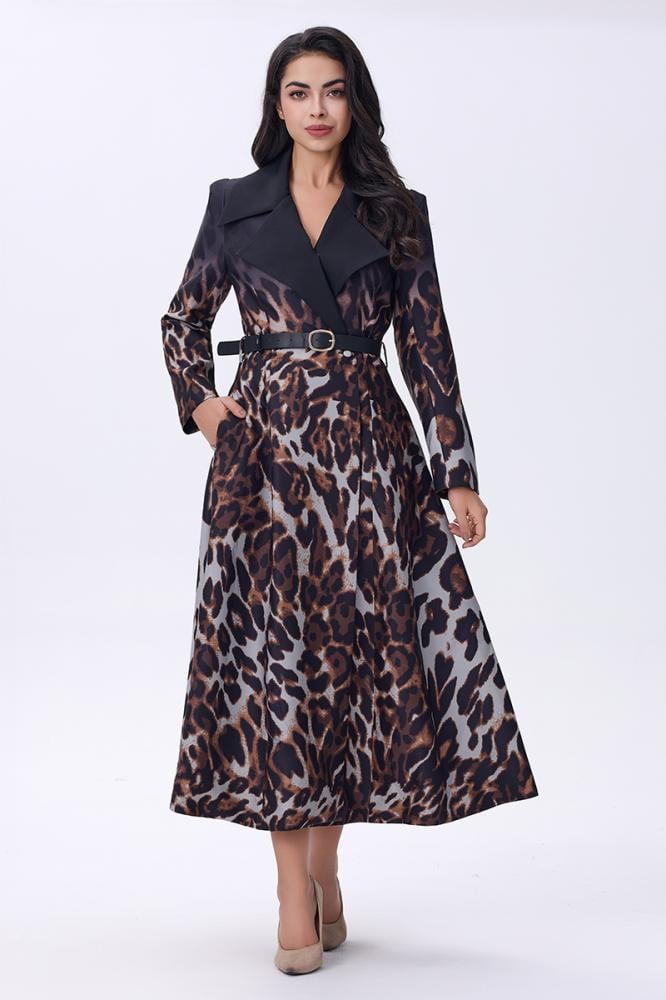 فستان بطبعة النمر مع حزام