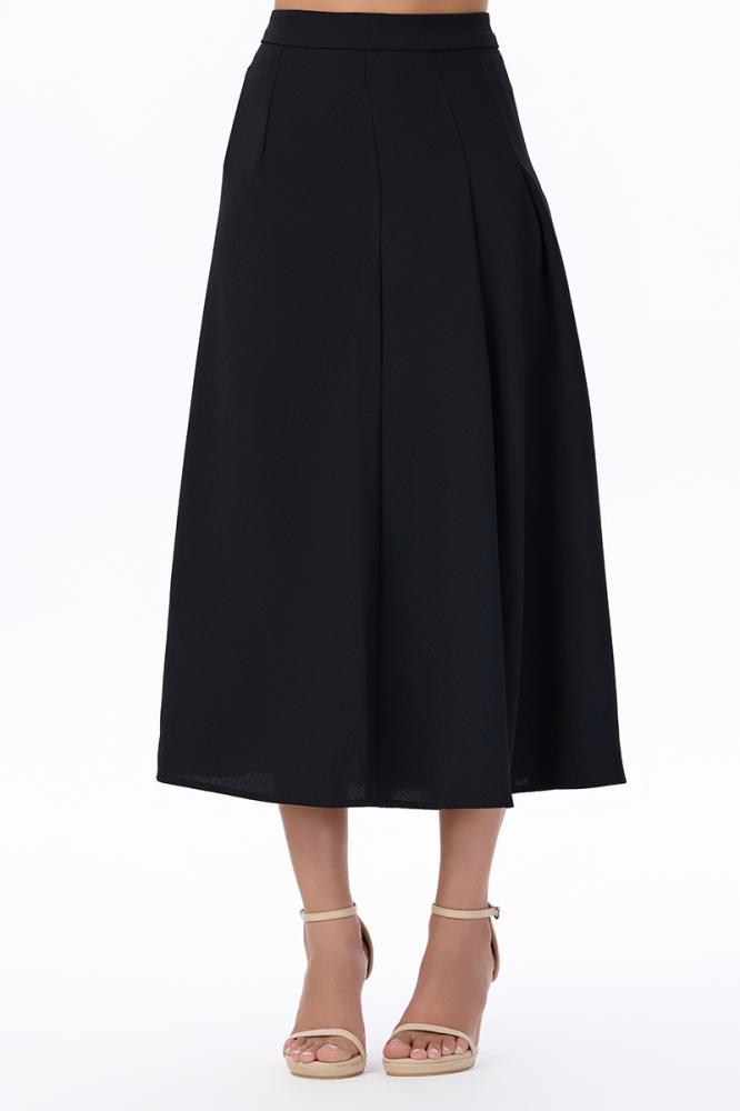 تنورة أسود بكسرات عريضة