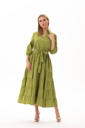 فستان كريب اخضر كيوي
