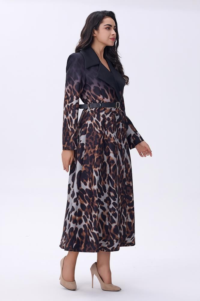 فستان بطبعة النمر مع حزام