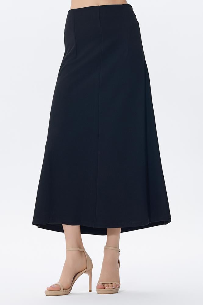 تنورة أسود ميدي سادة