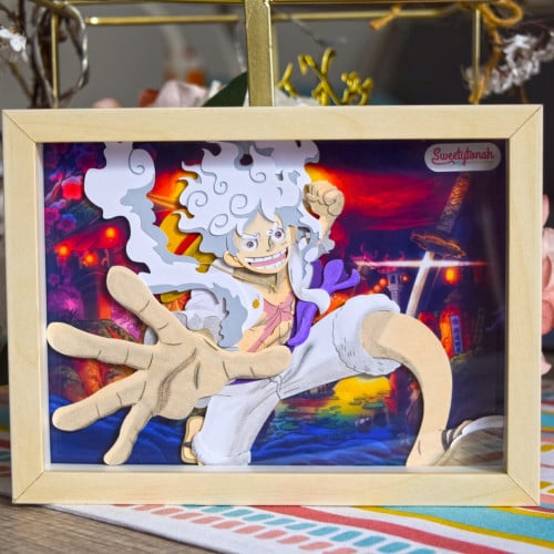 لوحة بفن الورق (حجم 13cm x 18cm) شخصية Luffy