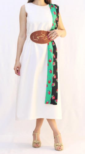 جلابية الشالكي  بحزام  مطرز بالاسم