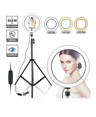 إضاءة تصوير +حامل للهاتف  بطول 10 بوصه