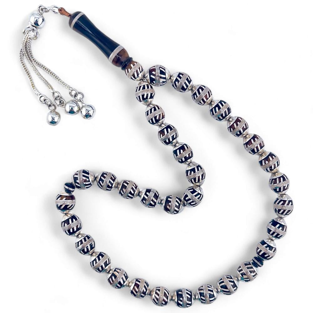 سبحة كوك بالفضة - 10 ملي 33 خرزة