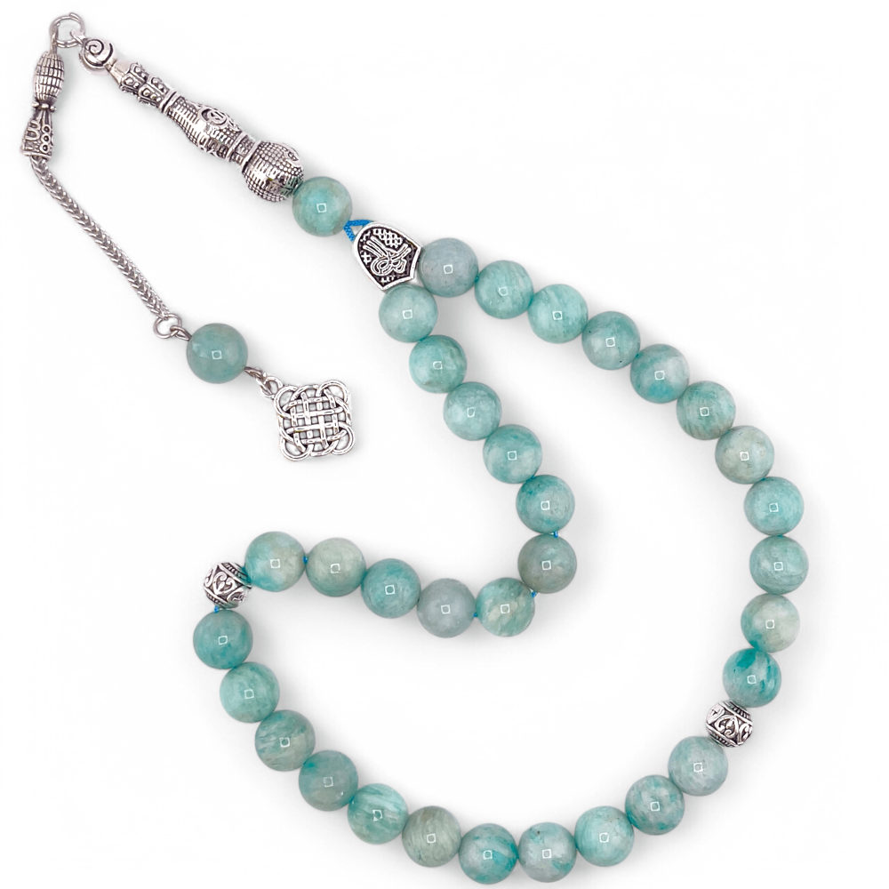 سبحة حجر الأمازونيت الطبيعي – هدوء اللون وأناقة التصميم - 10 ملي